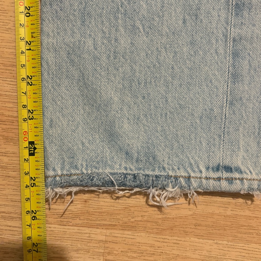 Agolde Sz 26 Riley Jeans High Rise Straight Crop Distressed Shatter Light Blue - Picture 5 of 7